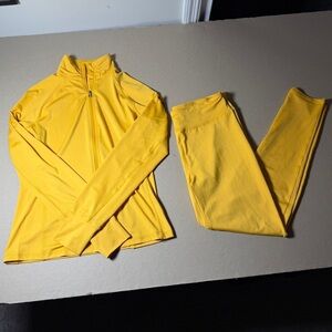Swank A Posh Yellow/gold Long Sleeve 2 Piece Womens Tracksuit Set Size Large Zip